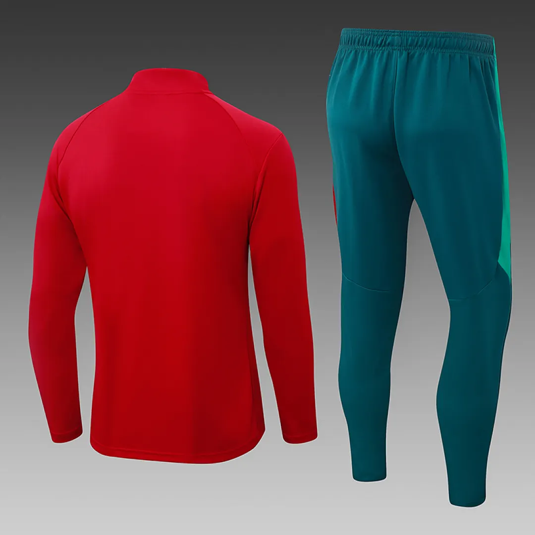 2026/2027 Portugal Half-Pull Training Suit Red Football Shirt 1:1 Thai Quality Set - Image 2