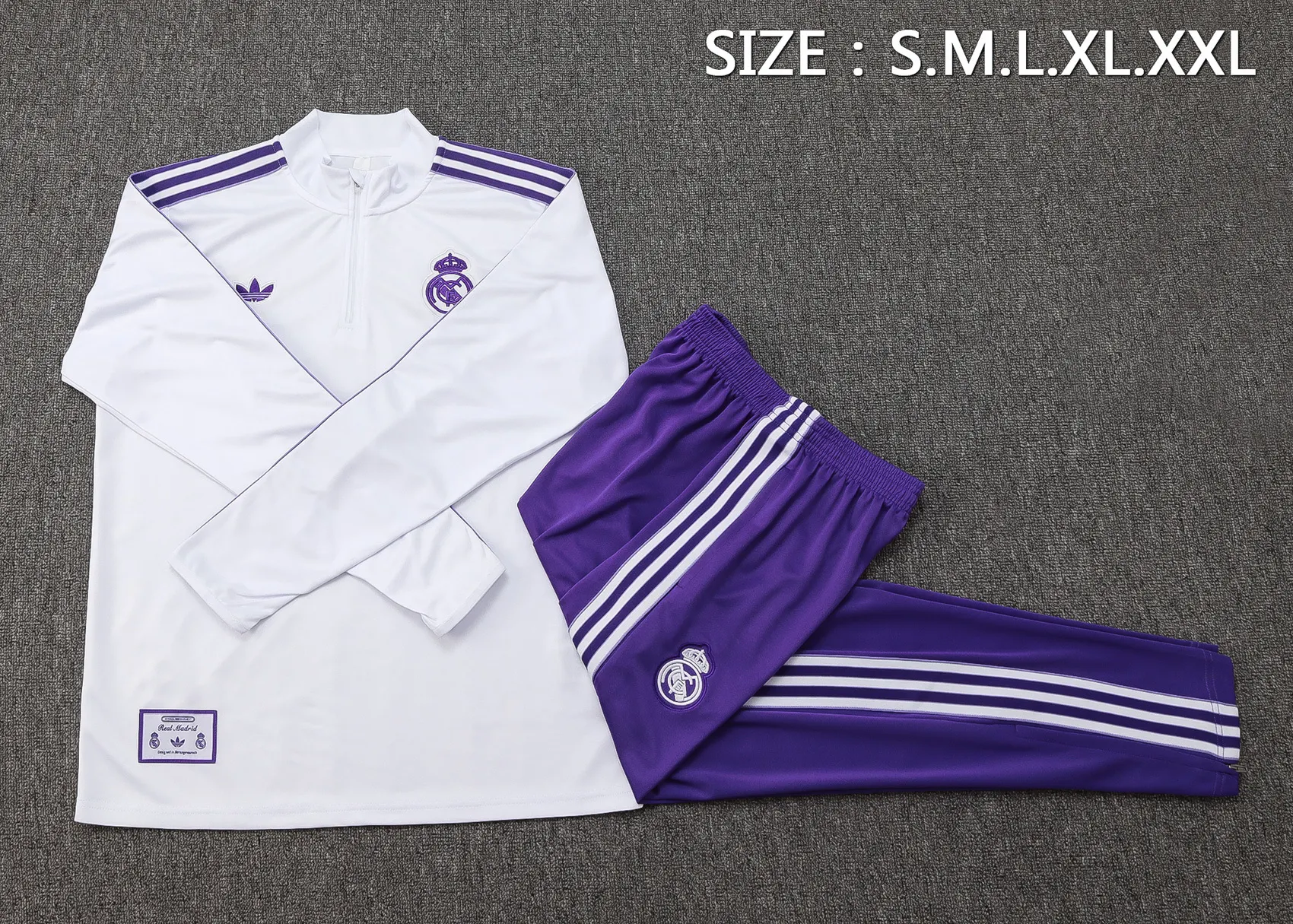 2025-2026 Real Madrid Retro White Half-Pull Training Suit Football Shirt 1:1 Thai Quality Set 02 - Image 5
