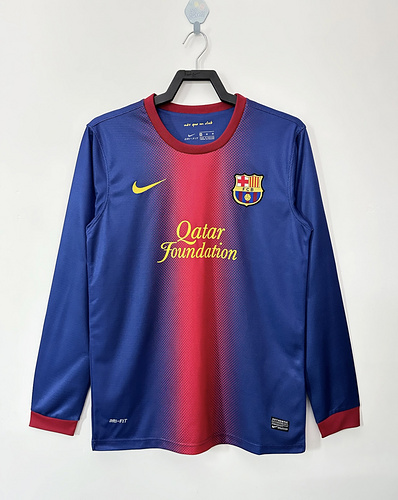 2012/2013 Ретро Длинный рукав Barcelona Домашняя Футбольная футболка Тайское качество 1:1