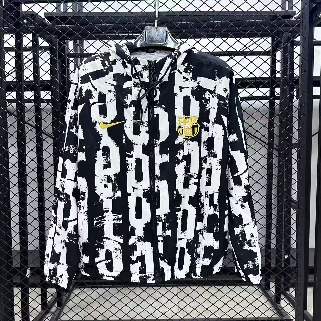 2025/2026 Barcelona Coupe-vent Noir-Blanc Maillot Qualité thaï 1:1