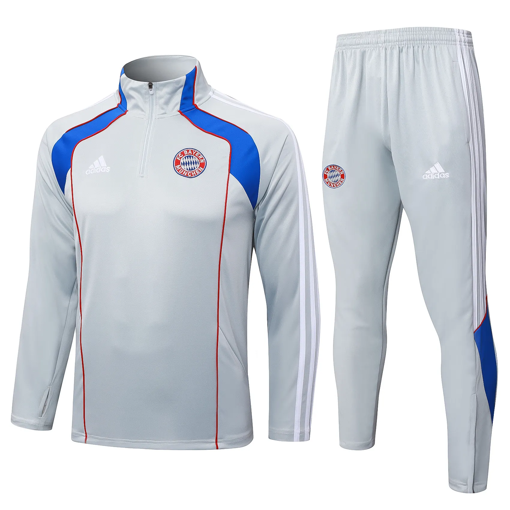 2025/2026 Bayern Munich Dres treningowy na półzamek Light Szary Retro Style Koszulka piłkarska Jakość tajska 1:1 Zestaw