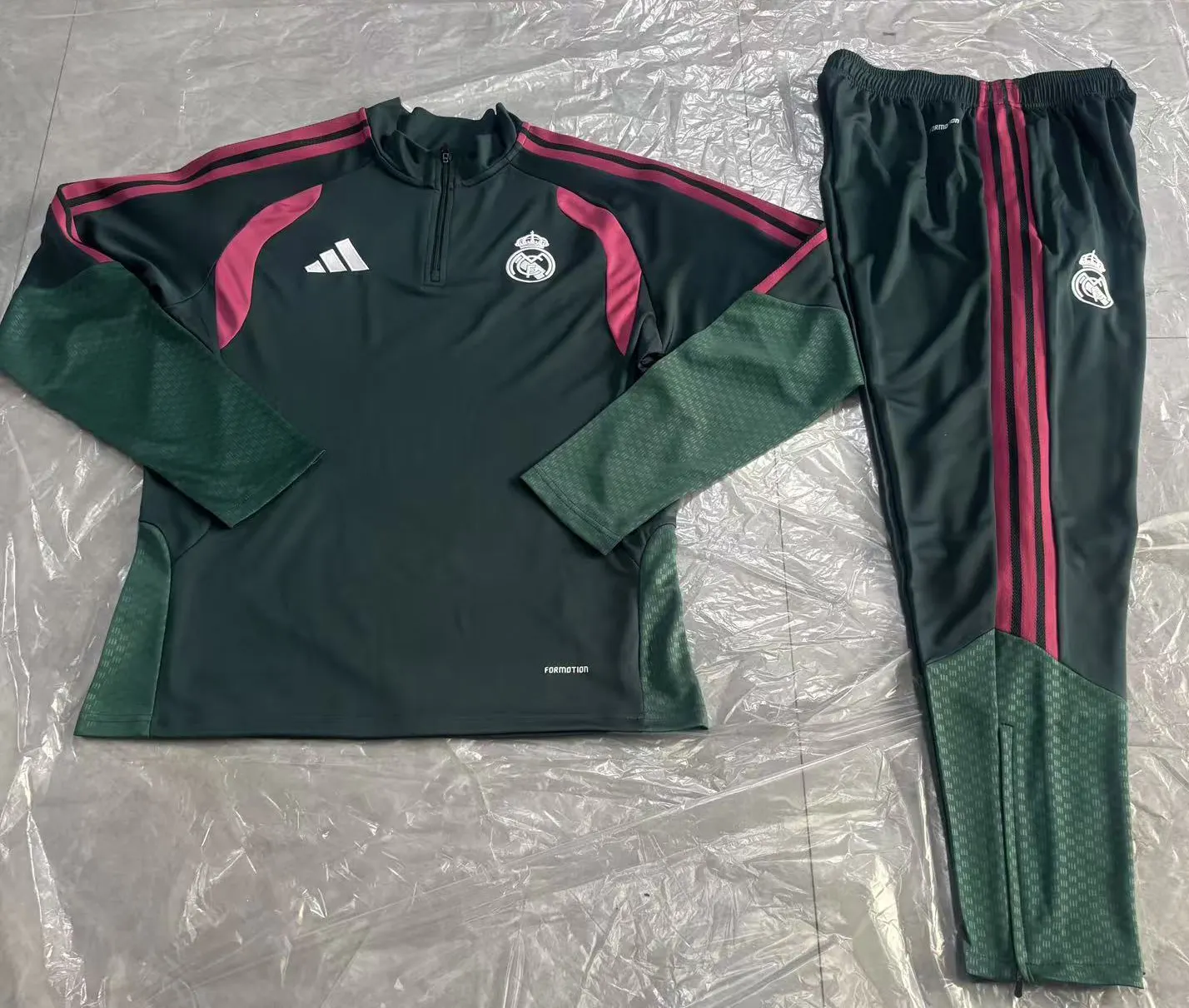2026/2027 Real Madrid Blauw Halve-rits trainingspak Donker Groen Voetbalshirt 1:1 Thaise kwaliteit Set - Afbeelding 4