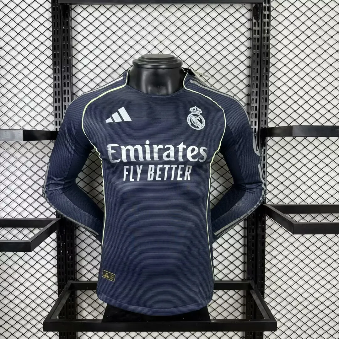 2025/2026 Versione giocatore Real Madrid Trasferta Manica lunga Maglia Qualità thai 1:1