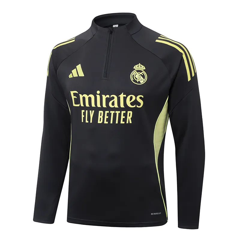 2025-2026 Real Madrid Escuro Cinza Agasalho meia-ziper Camisa de futebol Qualidade tailandesa 1:1 Conjunto - Image 3