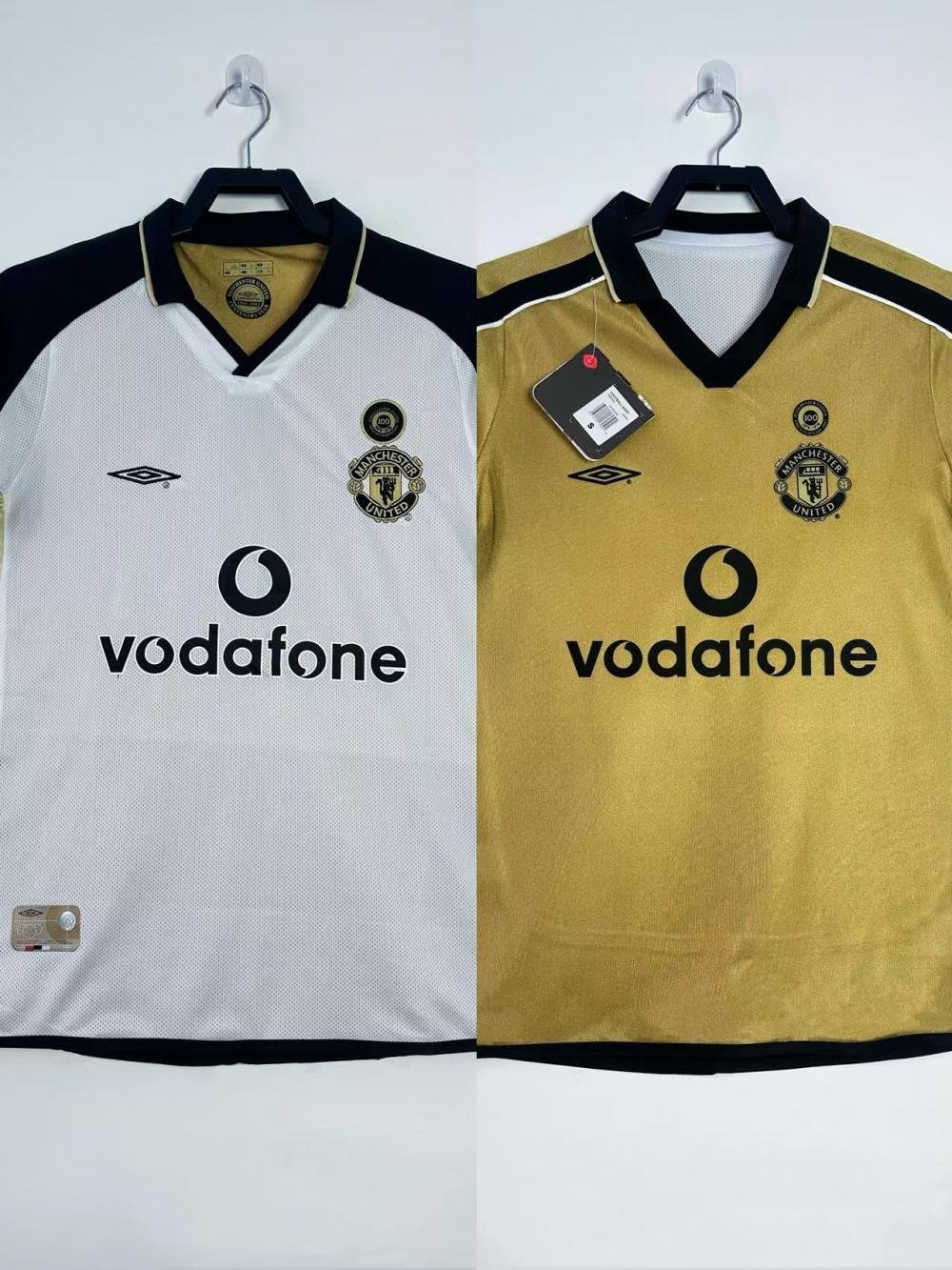 2001-2002 Rétro Manchester United Double-sided Centennial Édition Maillot de football Qualité thaï 1:1