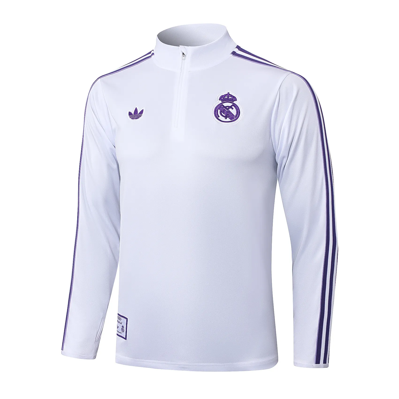 2025-2026 Real Madrid Retro White Half-Pull Training Suit Football Shirt 1:1 Thai Quality Set 02 - Image 3