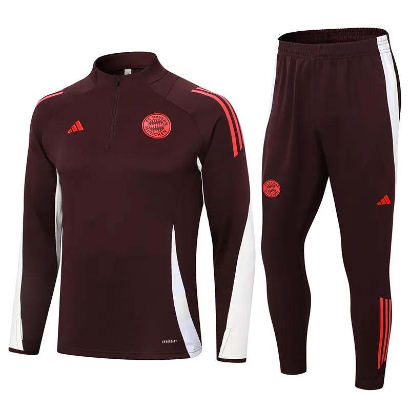 2024/2025 Bayern Halbreißverschluss-Trainingsanzug Dunkel Lila Trikot Set 1:1 Thai-Qualität