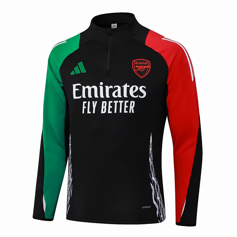 2024/2025 Arsenal Half-Pull Training Suit Black Football Shirt 1:1 Thai Quality Set - Image 4