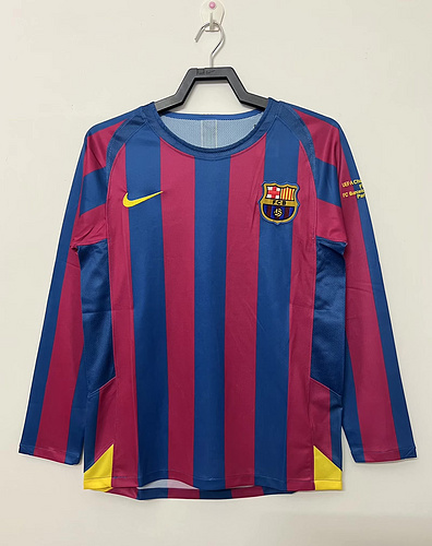 2005/2006 Rétro Manches longues Barcelona Domicile Maillot de football UEFA Ligue des champions Qualité thaï 1:1