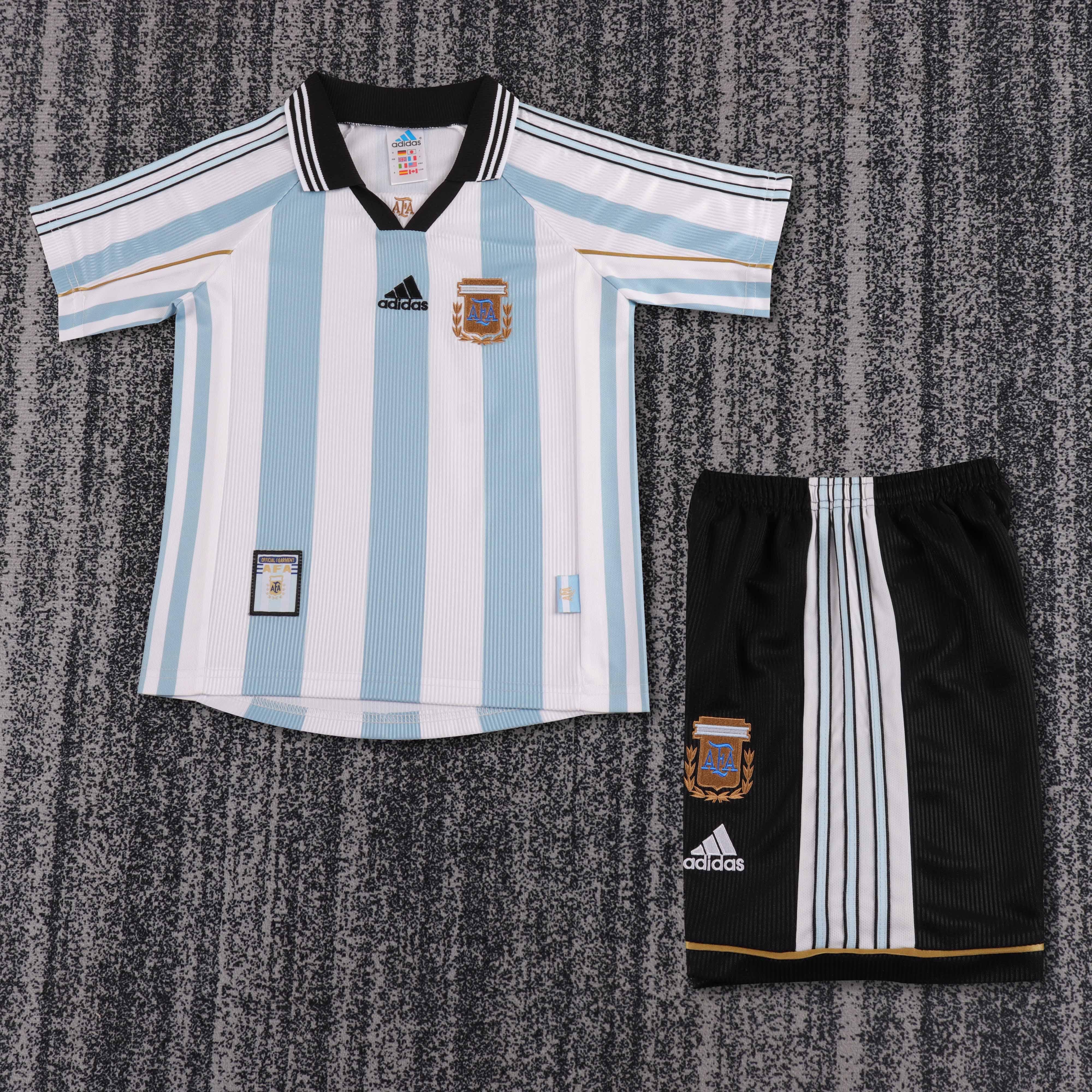 1998 Rétro Argentine Équipe nationale Domicile Maillot Qualité thaï 1:1 Taille enfant