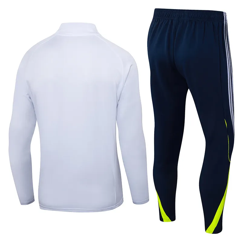 2025-2026 Real Madrid Retro Bianco Tuta mezza zip Maglia da calcio Qualità thai 1:1 Set - immagine 2
