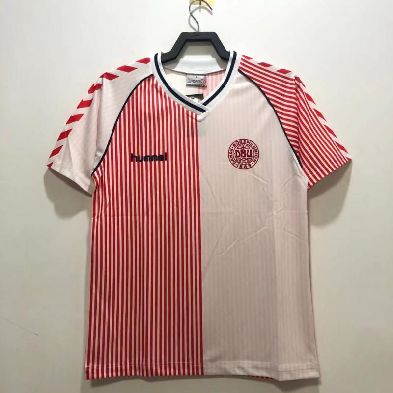1986 Retro Denemarken Nationaal elftal Uit Voetbalshirt 1:1 Thaise kwaliteit