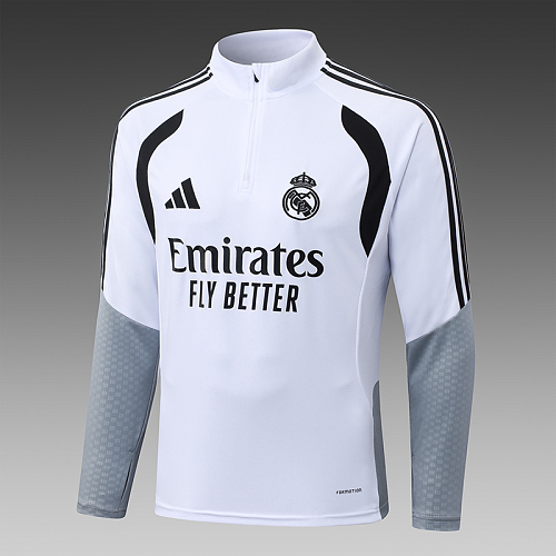 2026/2027 Real Madrid Chándal media cremallera Blanco Camiseta de fútbol Calidad tailandesa 1:1 Conjunto - Imagen 5