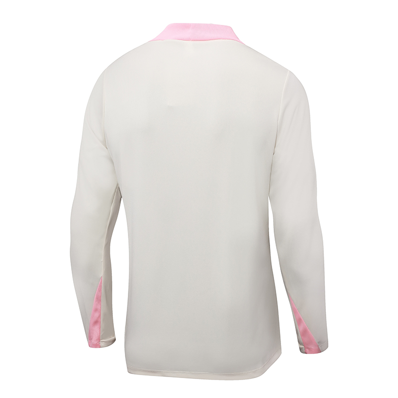 2024/2025 Psg Paris Saint-Germain Half-Pull Training Suit Beige with pink Set - Image 5