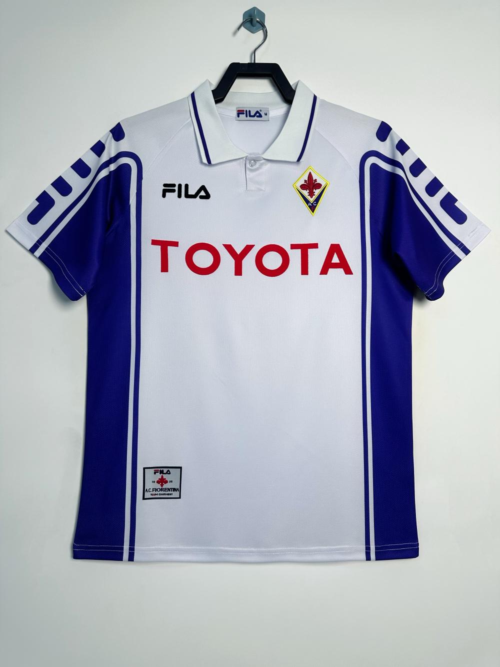 1999/2000 Retrô Fiorentina Fora Camisa de futebol Qualidade tailandesa 1:1