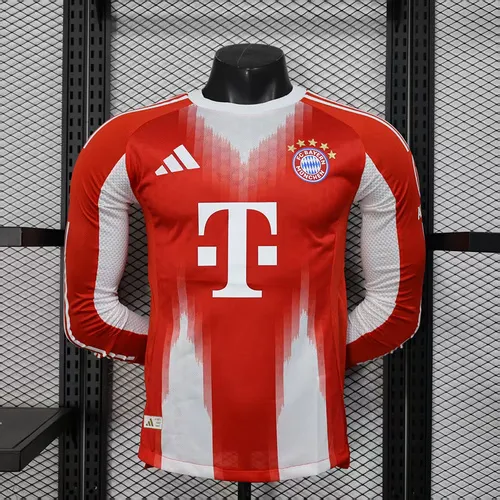 2025-2026 Mangas largas Versión jugador Bayern Munich Local Camiseta de fútbol Calidad tailandesa 1:1