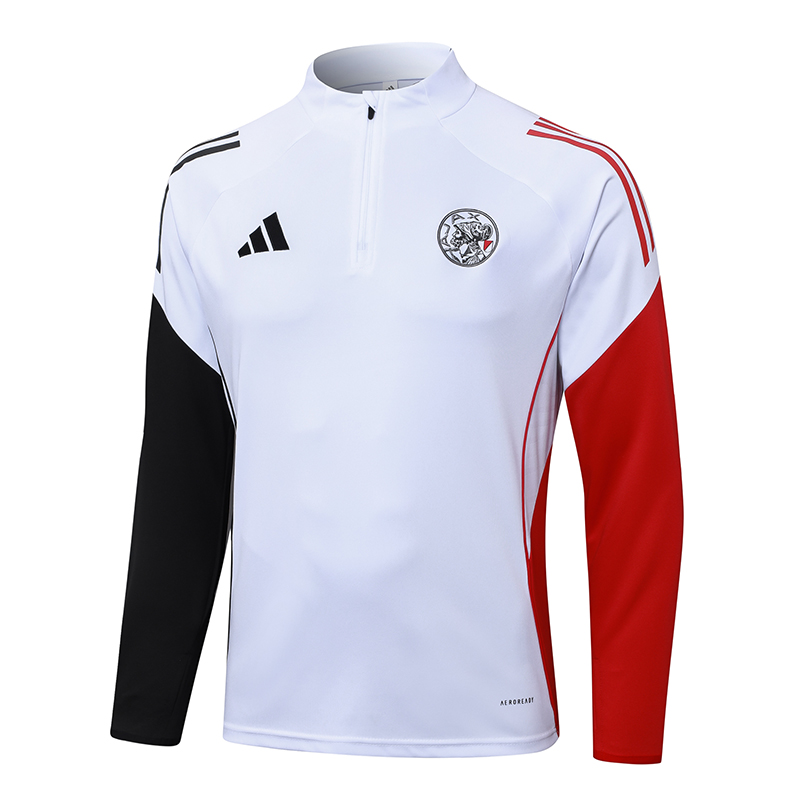 2025/2026 Ajax Half-Pull Training Suit White Football Shirt 1:1 Thai Quality Set - Image 3