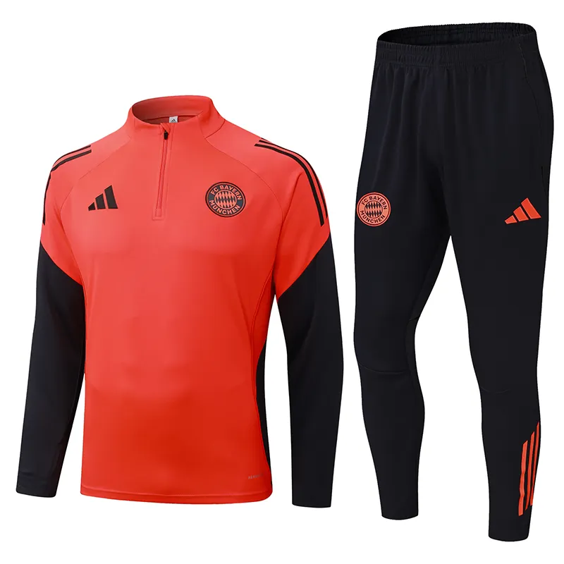 2025/2026 Bayern Munich Halbreißverschluss-Trainingsanzug Orange Fußballtrikot 1:1 Thai-Qualität Set