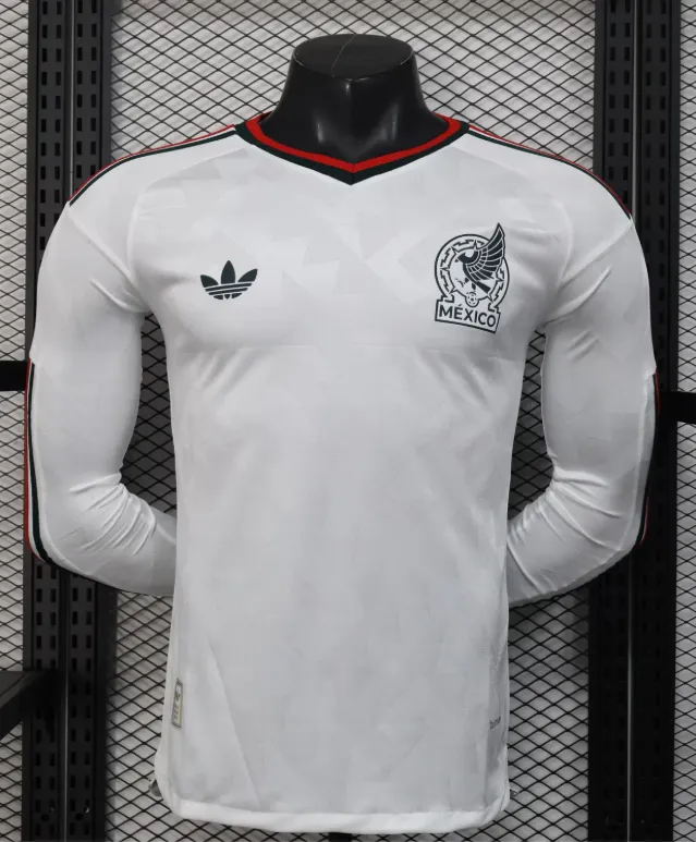 2026 Versão jogador Manga longa México Fora Camisa de futebol Qualidade tailandesa 1:1