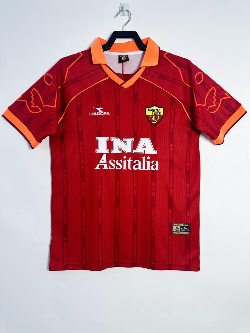 1999-2000 Retrô Roma Fora Camisa de futebol Qualidade tailandesa 1:1
