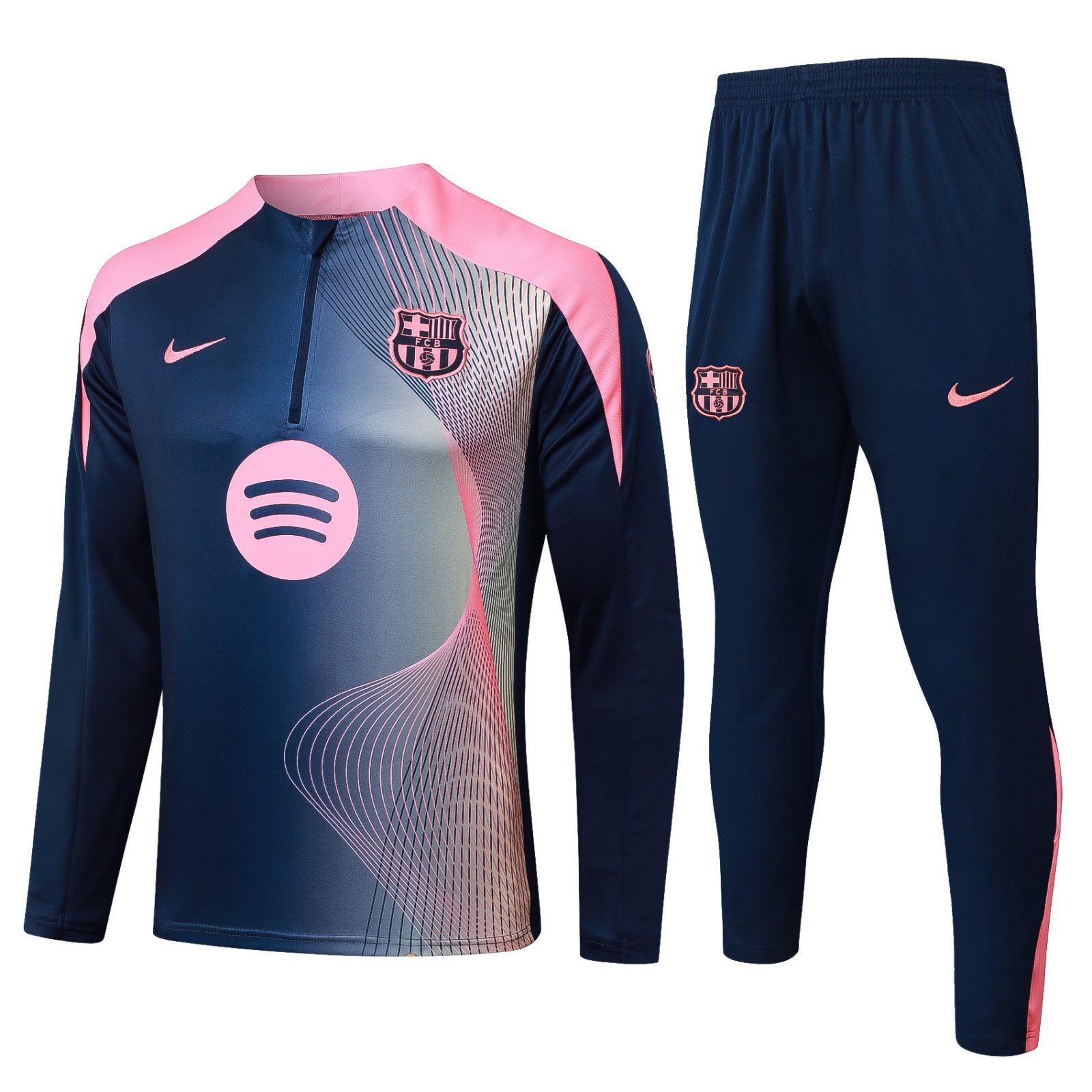 2025/2026 Barcelona Curve inkjet Halbreißverschluss-Trainingsanzug Trikot 1:1 Thai-Qualität Set