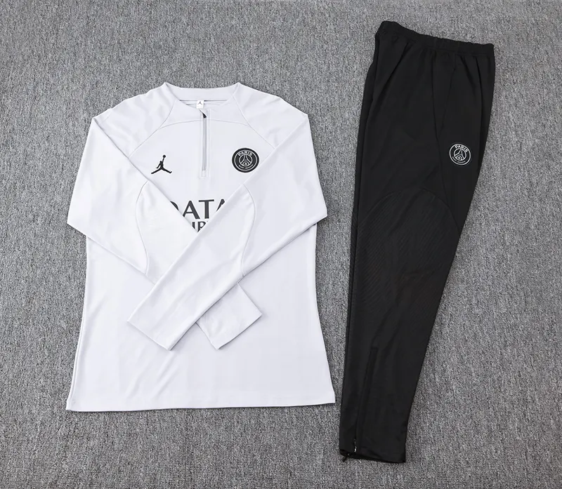 2023-2024 Psg Paris Saint-Germain Tuta mezza zip Light Grigio Set - immagine 7