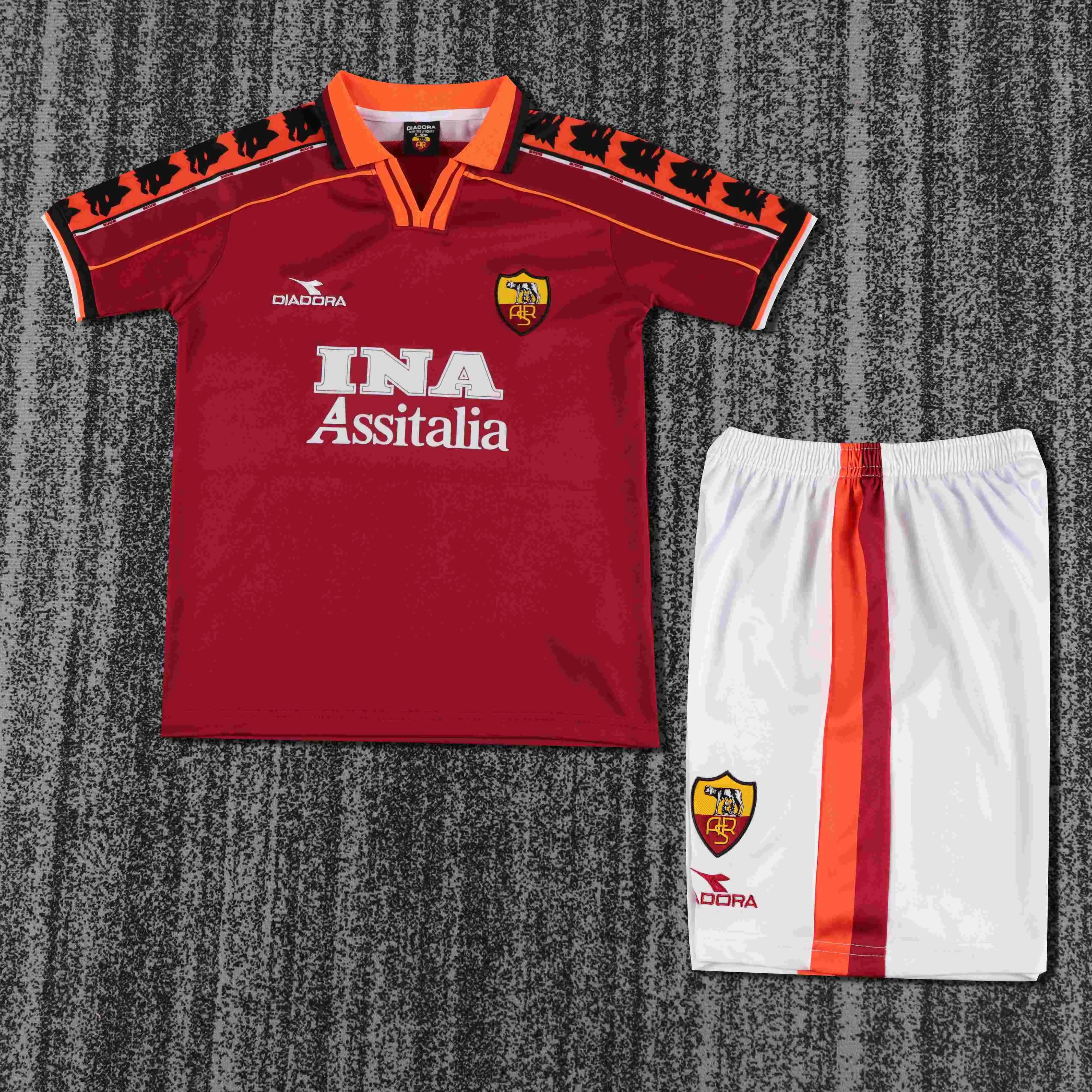 1998-1999 Retro Roma Home Soccer Jersey 1:1 Thai Quality Kids Size
