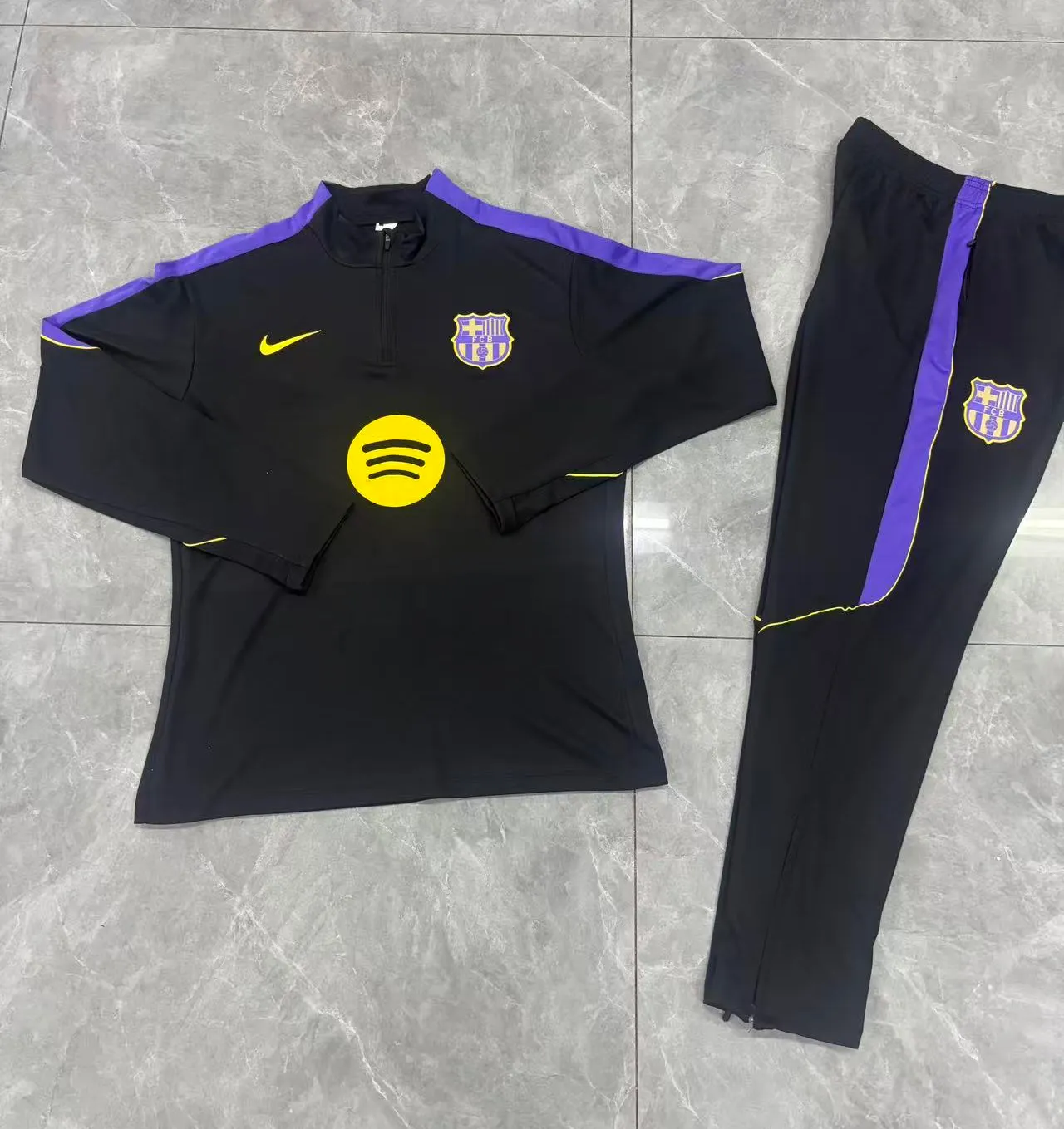 2026/2027 Barcelona Half-Pull Training Black Football Shirt 1:1 Thai Quality Set - Image 3