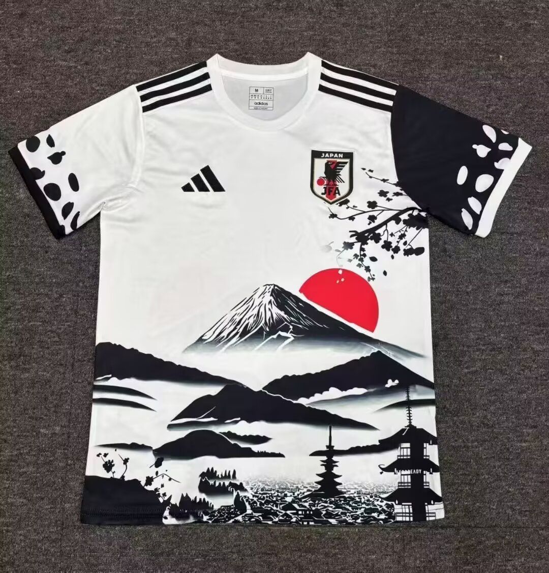 2025/2026 Japan Fuji Tower Schwarz und Weiß Fußballtrikot 1:1 Thai-Qualität