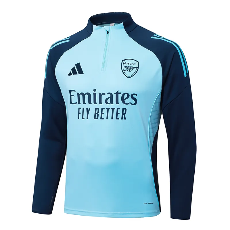2025/2026 Arsenal Agasalho meia-ziper Light Azul Camisa de futebol Qualidade tailandesa 1:1 Conjunto - Image 3