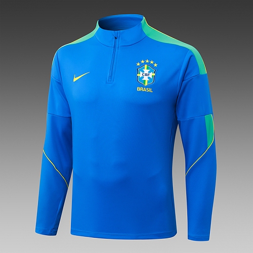 2026/2027 Brasil Agasalho meia-ziper Iridescent Azul Camisa de futebol Qualidade tailandesa 1:1 Conjunto - Image 4