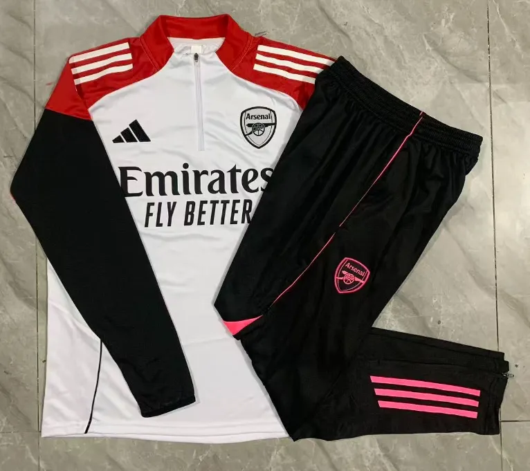 2025/2026 Arsenal Yarım fermuarlı eşofman Beyaz Futbol forması 1:1 Tayland kalitesi Set