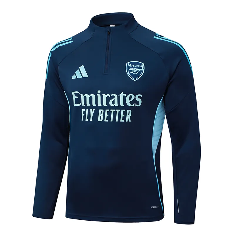 2025/2026 Arsenal Half-Pull Training Suit Royal Blue Football Shirt 1:1 Thai Quality Set - Image 3