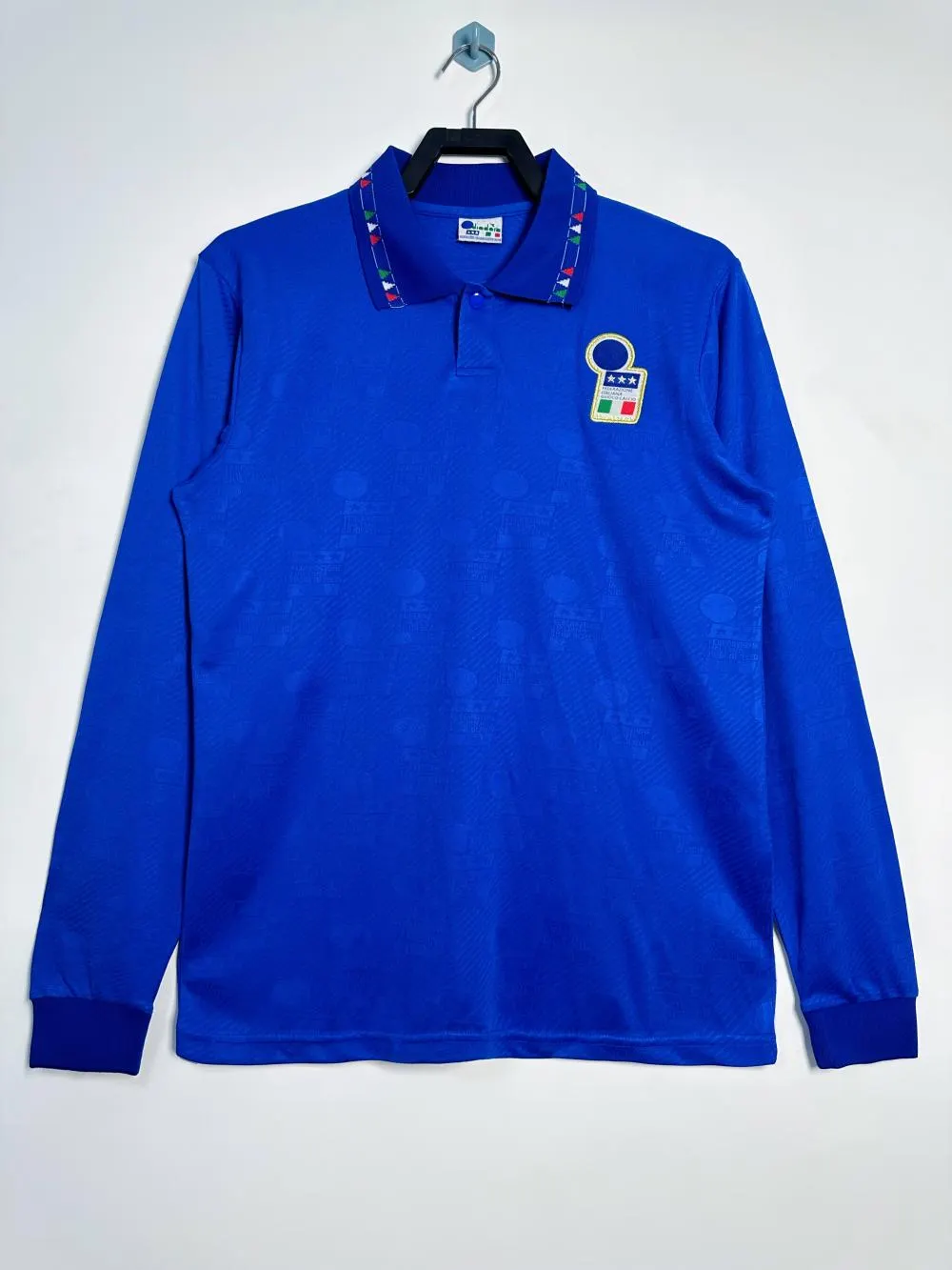 1994 Retrô Itália Mangas longas Casa Futebol Camisa Qualidade tailandesa 1:1