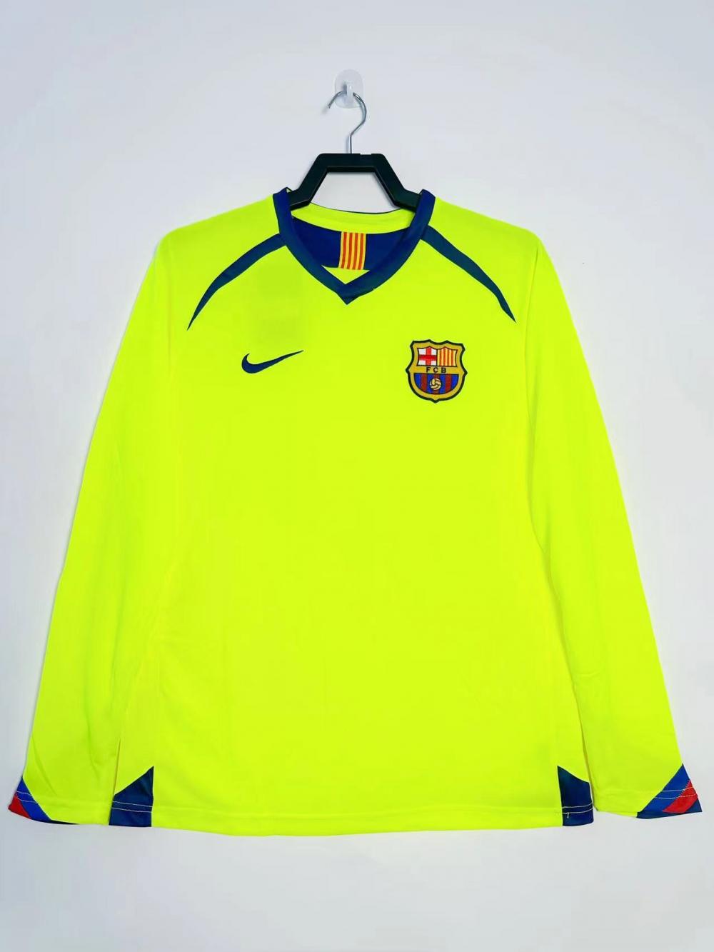 2005/2006 Retro Barcelona Visitante Camiseta de fútbol Manga larga Calidad tailandesa 1:1