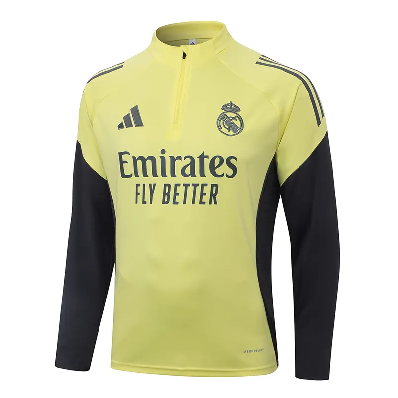 2025-2026 Real Madrid Light yellow Half-Pull Training Suit Football Shirt 1:1 Thai Quality Set - Image 3