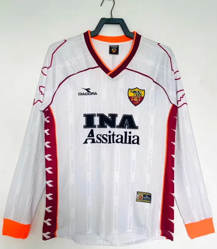 1998-1999 Retro Langarm Roma Auswärts Fußballtrikot 1:1 Thai-Qualität
