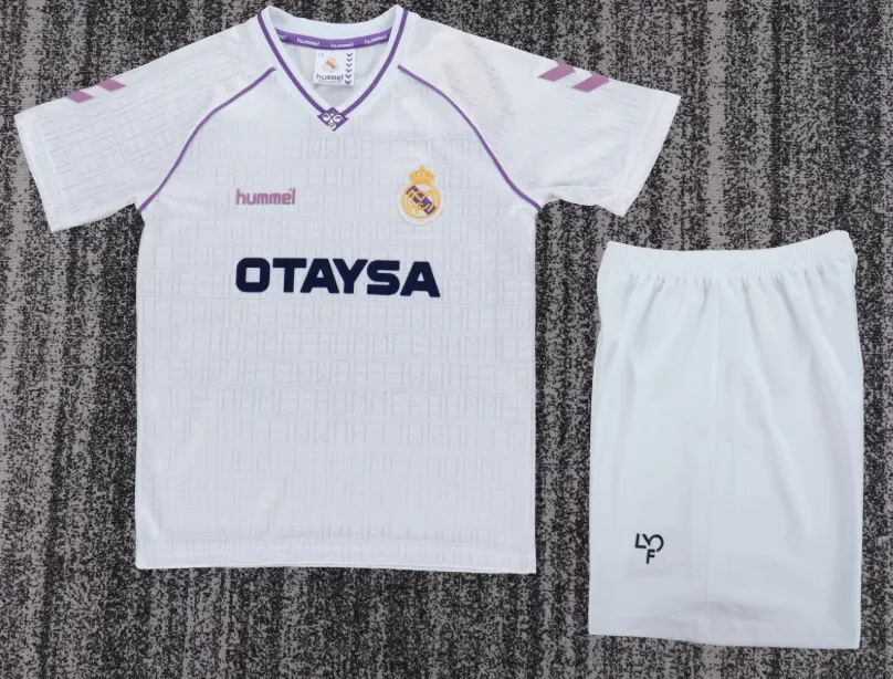 1990/1992 Ретро Real Madrid Домашняя Футбольная футболка Тайское качество 1:1 Детский размер