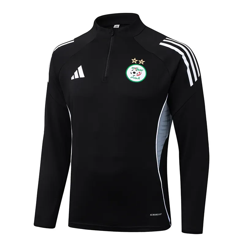2025/2026 Algerije Nationaal elftal Halve-rits trainingspak Zwart Shirt 1:1 Thaise kwaliteit Set - Afbeelding 3