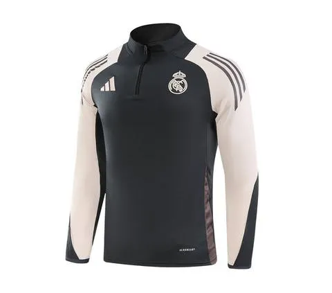 2024/2025 Real Madrid Royal Ciemny Szary Dres treningowy na półzamek Koszulka piłkarska Jakość tajska 1:1 Zestaw - obrazek 4