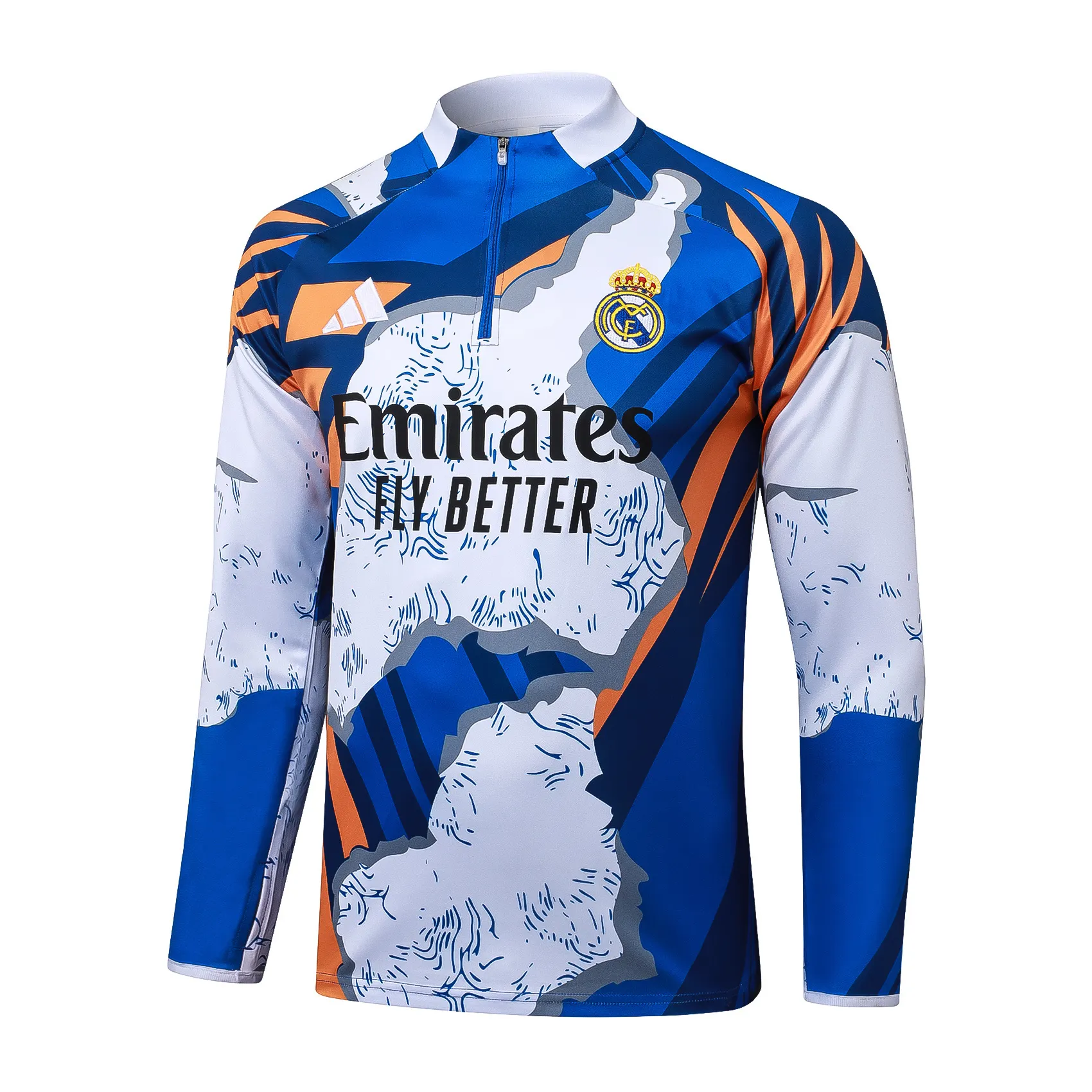 2025/2026 Real Madrid Camouflage Inkjet Survêtement demi-zip Maillot de football Qualité thaï 1:1 Ensemble – Image 3
