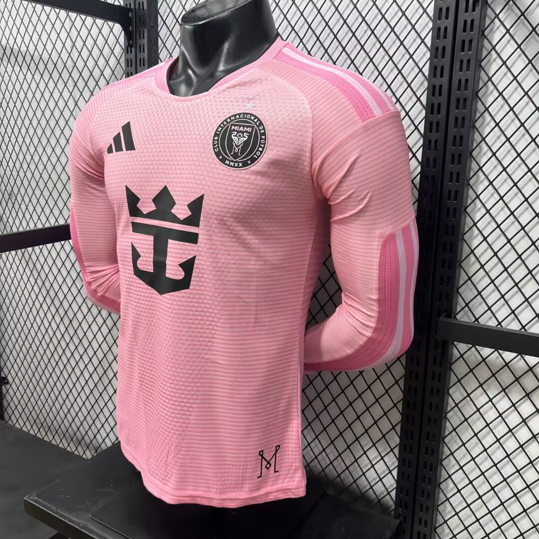 2026/2027 Manga larga Versión jugador Inter Miami Local Camiseta de fútbol 1:1 Calidad tailandesa - Imagen 4