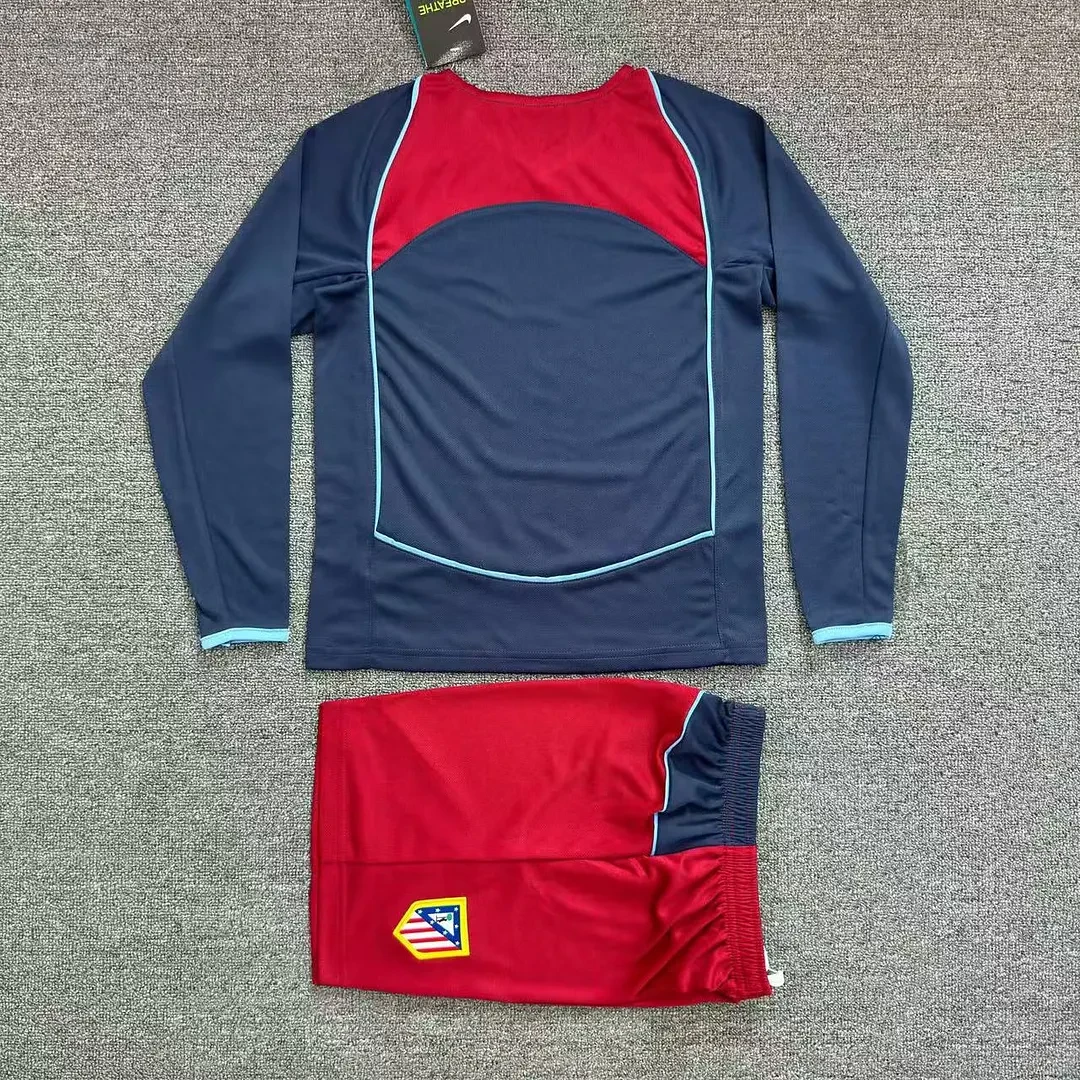 2004-2005 Retro Lange mouw Atletico Madrid Uit Voetbalshirt 1:1 Thaise kwaliteit Kindermaat - Afbeelding 2