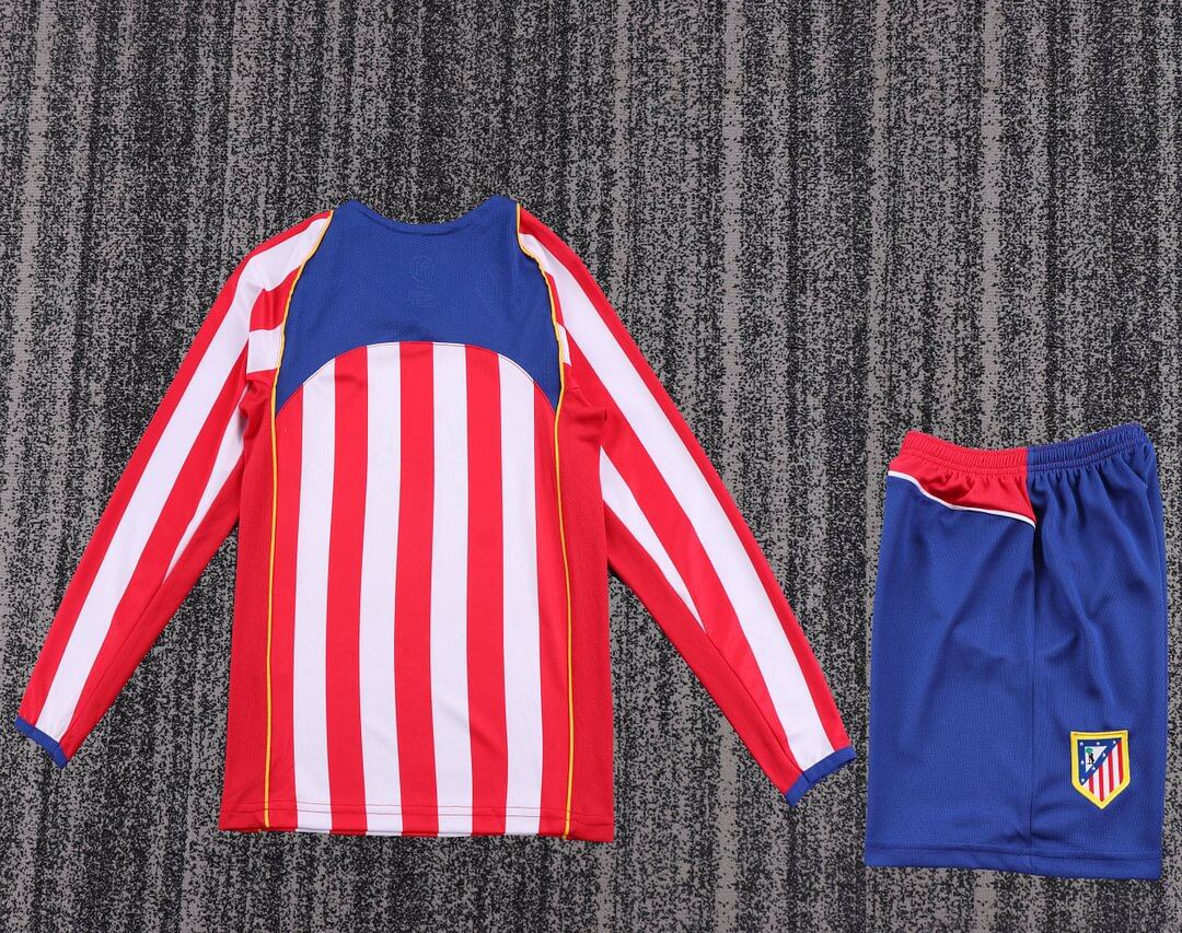 2004-2005 Retrô Manga longa Atletico Madrid Casa Camisa de futebol Qualidade tailandesa 1:1 Tamanho infantil - Image 2