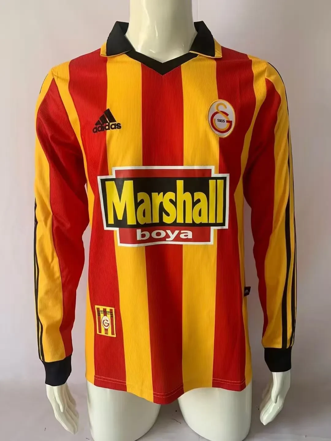 1999/2000 Ретро Длинный рукав Galatasaray Домашняя Футбольная футболка Тайское качество 1:1