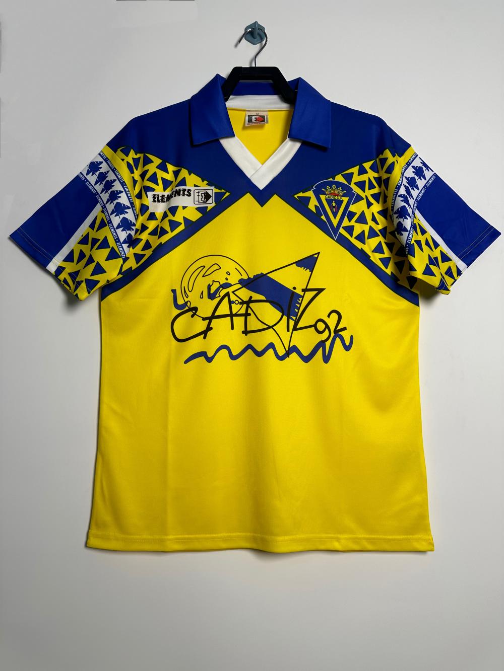 1991-1992 Retrô Cádiz Casa Camisa de futebol Qualidade tailandesa 1:1