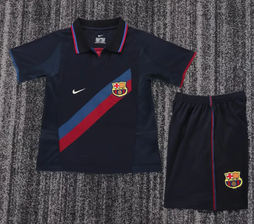 2002/2003 Retro Barcelona Üçüncü Deplasman Futbol forması 1:1 Tayland kalitesi Çocuk bedeni