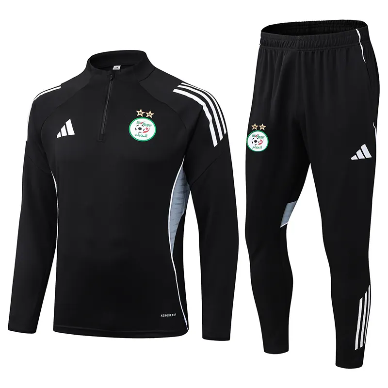 2025/2026 Algerije Nationaal elftal Halve-rits trainingspak Zwart Shirt 1:1 Thaise kwaliteit Set