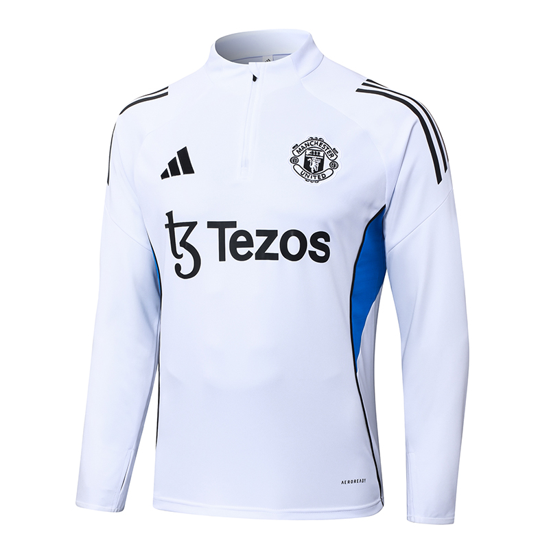 2025/2026 Manchester United Survêtement demi-zip Blanc Maillot de football Qualité thaï 1:1 Ensemble – Image 4