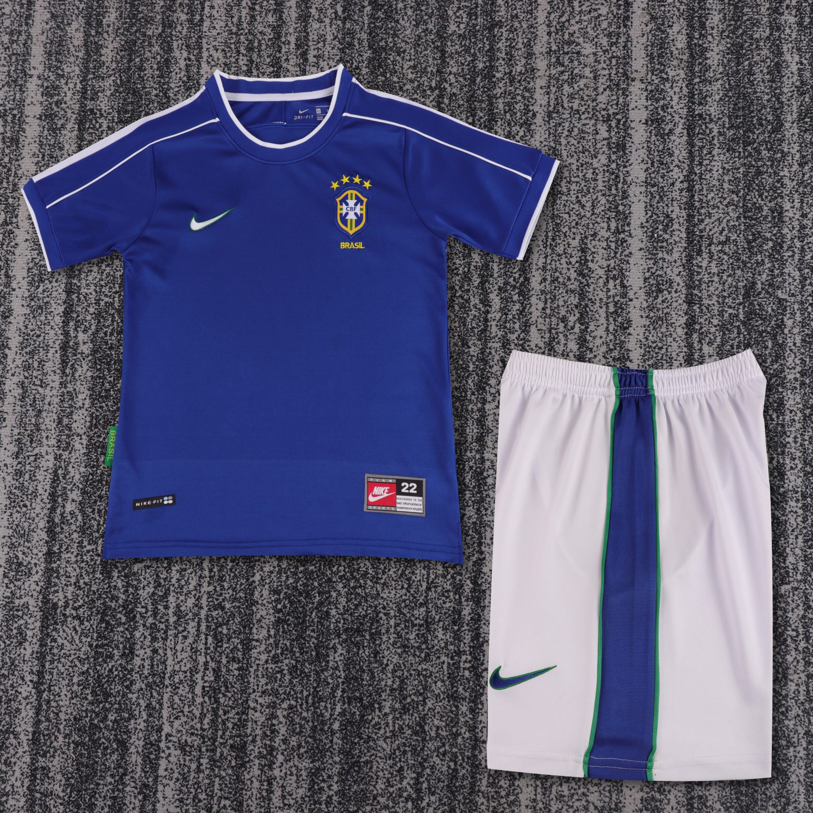 1998 Retro Brazil Away Football Shirt 1:1 Thai Quality Kids Size